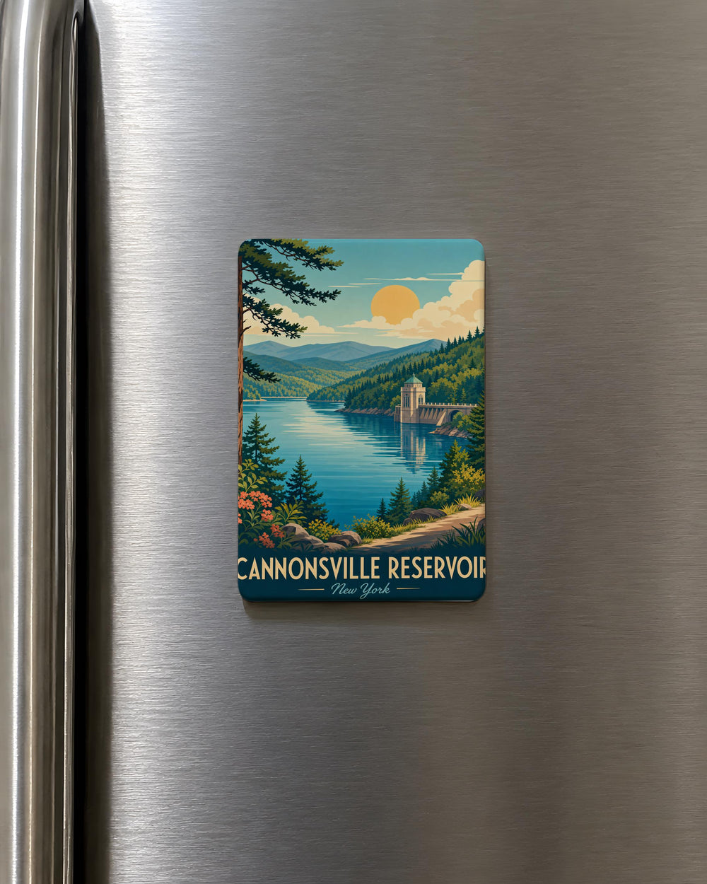 Cannonsville Reservoir Fridge Magnet, New York Water Reservoir Souvenir Magnet, Catskills Travel Keepsake Magnet