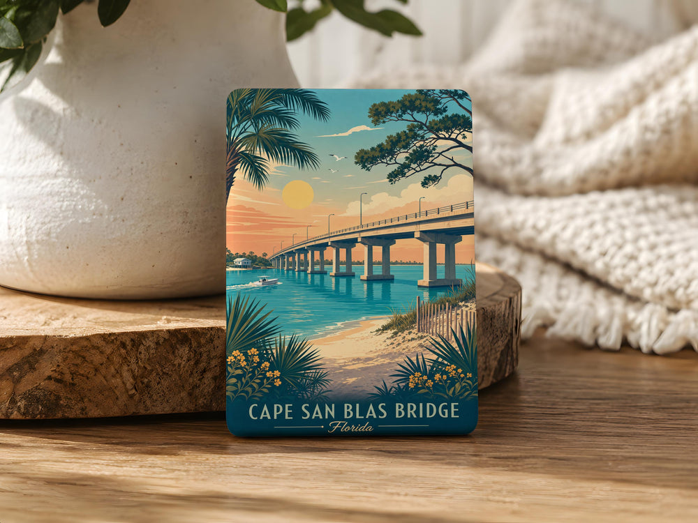 Cape San Blas Bridge Fridge Magnet, Florida Coastal Landmark Souvenir Magnet, Scenic Bridge Travel Keepsake Gift