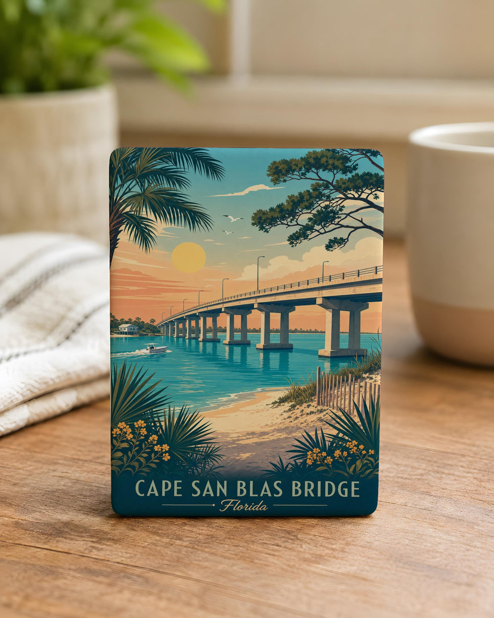 Cape San Blas Bridge Fridge Magnet, Florida Coastal Landmark Souvenir Magnet, Scenic Bridge Travel Keepsake Gift