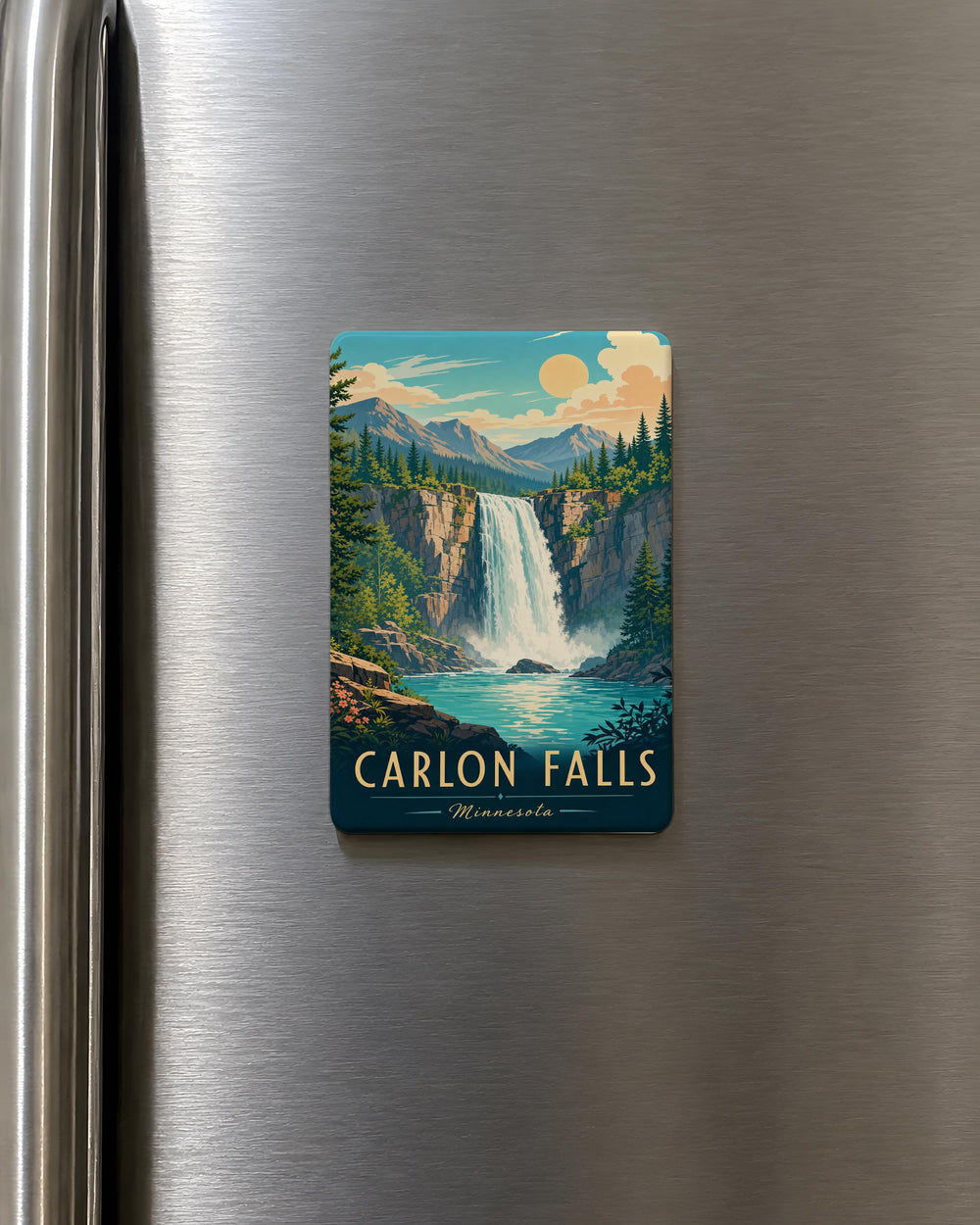 Carlon Falls Fridge Magnet, Waterfall Nature Landmark Souvenir, Scenic Travel Keepsake Magnet for Refrigerator