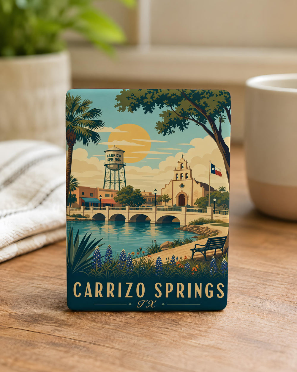 Carrizo Springs TX Fridge Magnet, Carrizo Springs Texas Souvenir Magnet, City Landmark Travel Gift, Hometown Keepsake Magnet