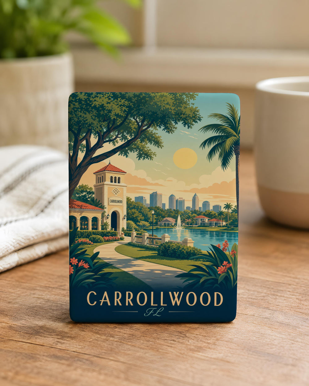 Carrollwood Florida Fridge Magnet, Carrollwood FL Souvenir Magnet, Tampa Bay Area Travel Keepsake, Florida Gift Magnet