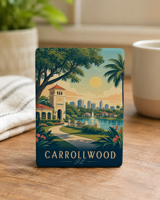Carrollwood Florida Fridge Magnet, Carrollwood FL Souvenir Magnet, Tampa Bay Area Travel Keepsake, Florida Gift Magnet