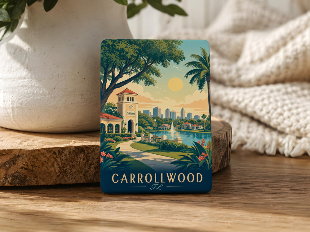 Carrollwood Florida Fridge Magnet, Carrollwood FL Souvenir Magnet, Tampa Bay Area Travel Keepsake, Florida Gift Magnet