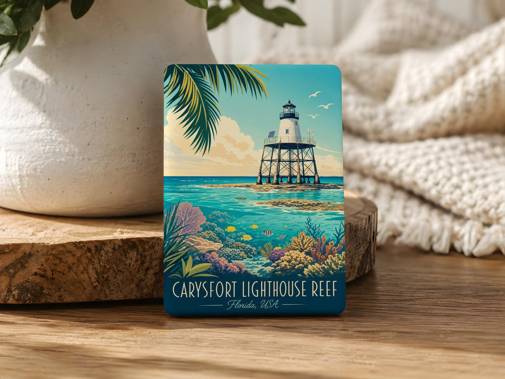 Carysfort Reef Lighthouse Fridge Magnet, Florida Keys Lighthouse Souvenir Magnet, Coastal Reef Landmark Decor Magnet