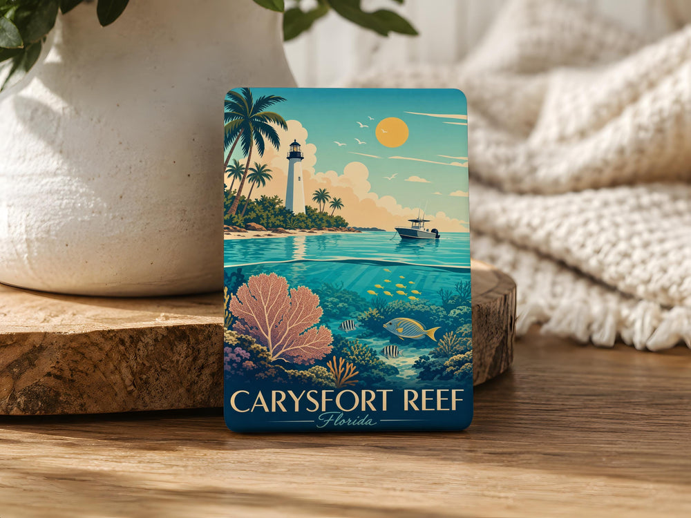 Carysfort Reef Florida Fridge Magnet, Carysfort Reef Lighthouse Key Largo Souvenir Magnet, Florida Keys Travel Magnet