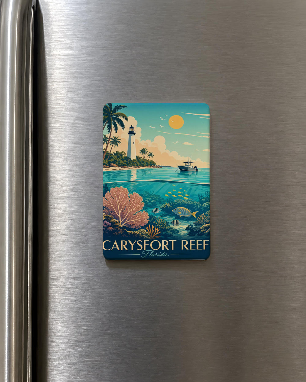 Carysfort Reef Florida Fridge Magnet, Carysfort Reef Lighthouse Key Largo Souvenir Magnet, Florida Keys Travel Magnet