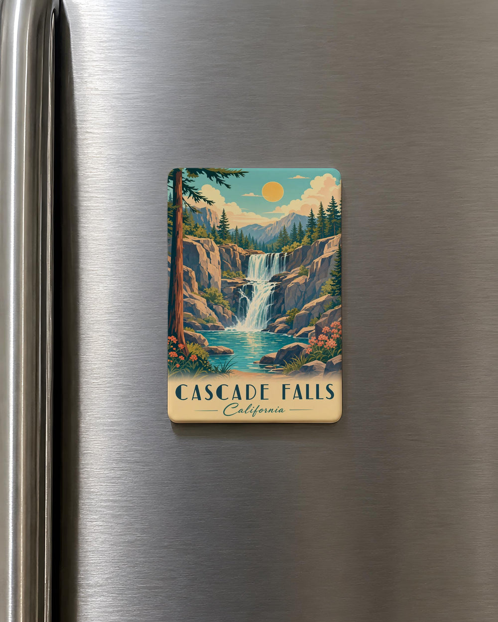 Cascade Falls California Fridge Magnet, Waterfall Nature Souvenir, Sierra Nevada Travel Gift, Hiking Adventure Keepsake