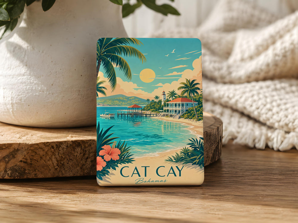 Cat Cay Island Fridge Magnet, Tropical Beach Cat Cay Souvenir Magnet, Bahamas Vacation Travel Keepsake Magnet
