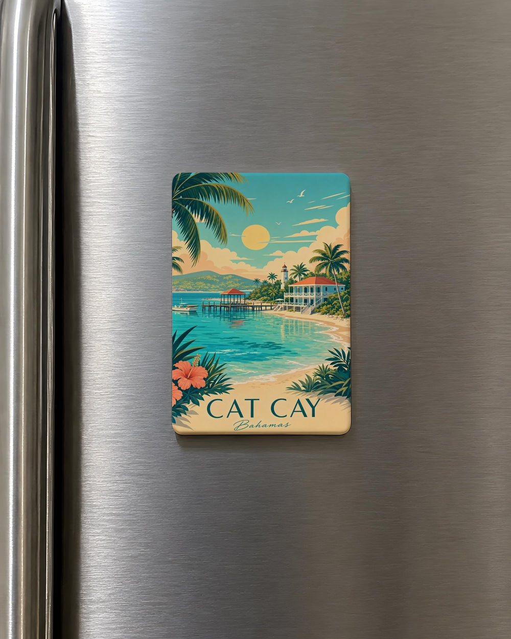Cat Cay Island Fridge Magnet, Tropical Beach Cat Cay Souvenir Magnet, Bahamas Vacation Travel Keepsake Magnet
