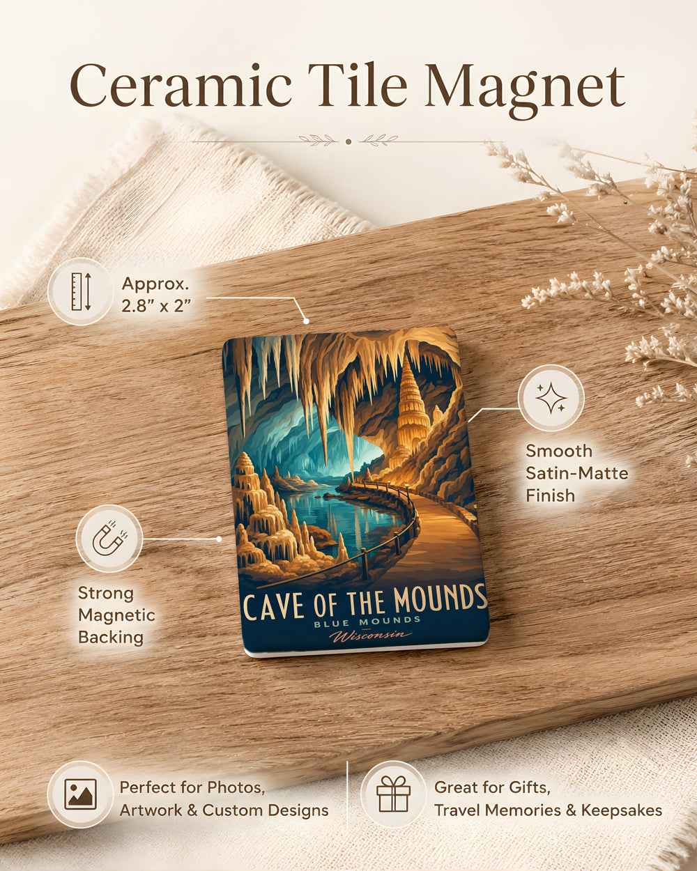 Cave of the Mounds Fridge Magnet, Wisconsin Cave Landmark Souvenir Magnet, Cave Entrance Travel Keepsake Magnet
