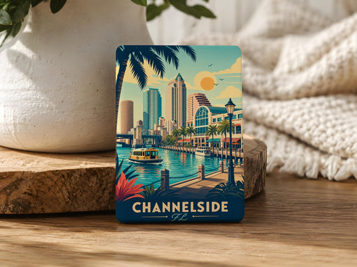 Channelside Florida Fridge Magnet, Tampa Bay Waterfront Souvenir, Channelside District Travel Gift, Florida Vacation Keepsake