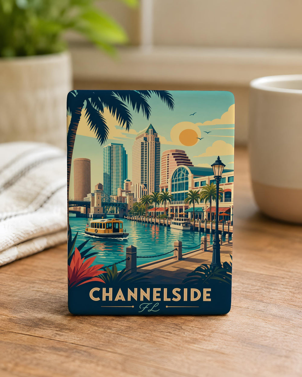 Channelside Florida Fridge Magnet, Tampa Bay Waterfront Souvenir, Channelside District Travel Gift, Florida Vacation Keepsake