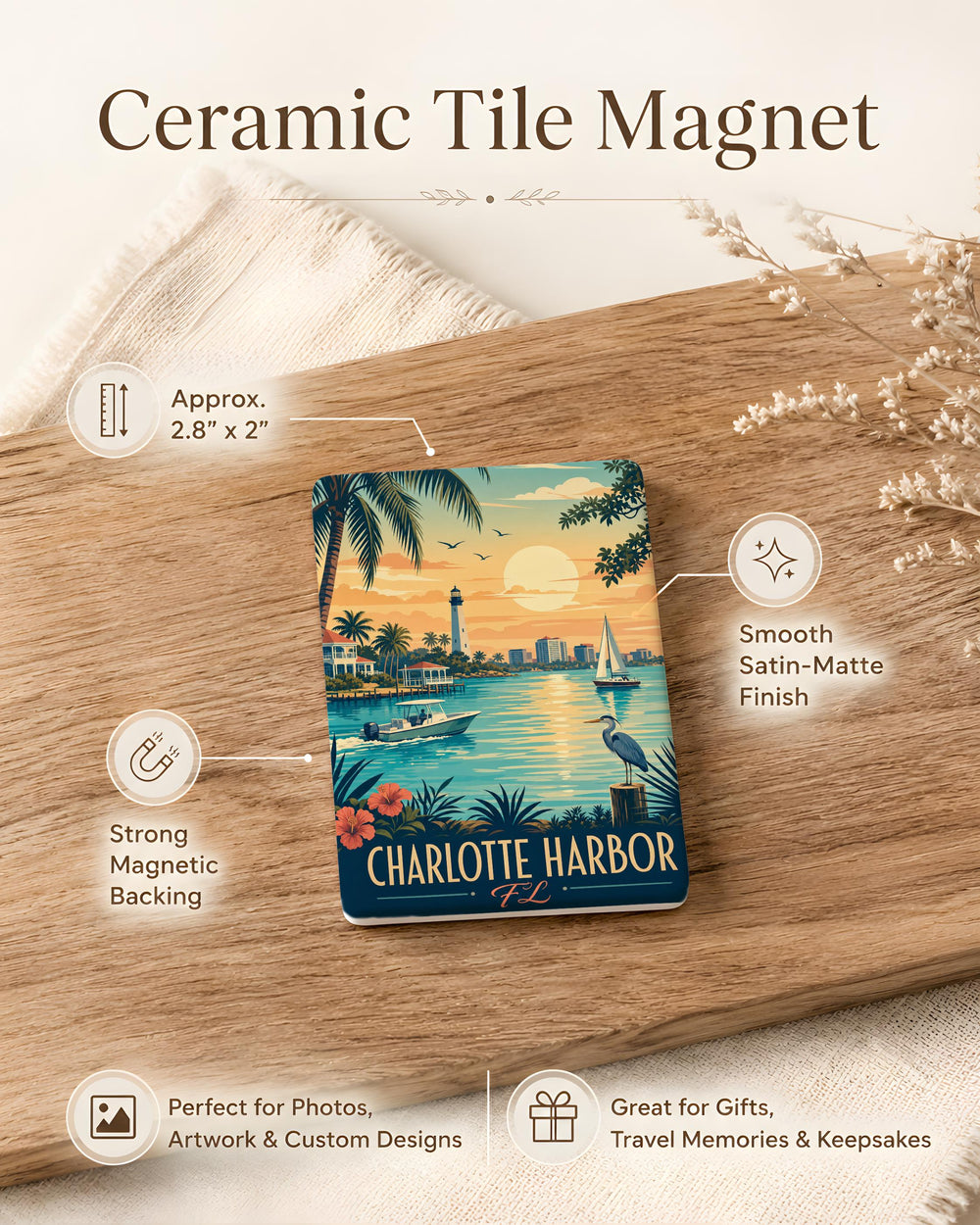 Charlotte Harbor Florida Fridge Magnet, Charlotte Harbor FL Souvenir Magnet, Coastal Harbor Travel Gift, Waterfront Keepsake Magnet