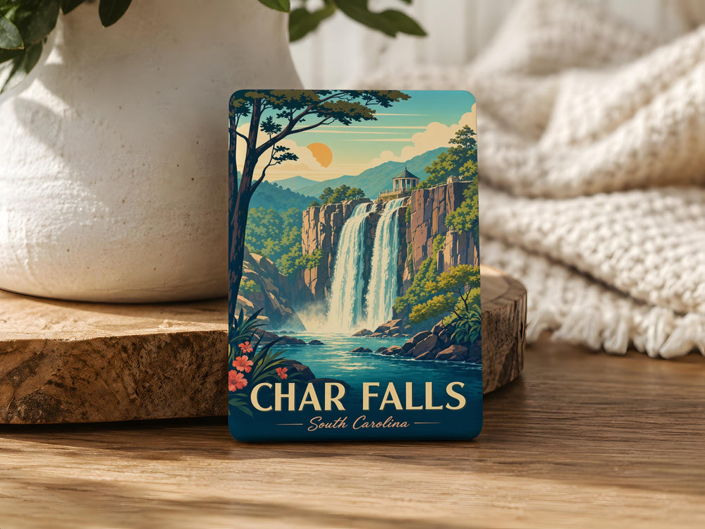 Char Falls Fridge Magnet, Waterfall Landscape Souvenir Magnet, Nature Travel Keepsake Refrigerator Magnet