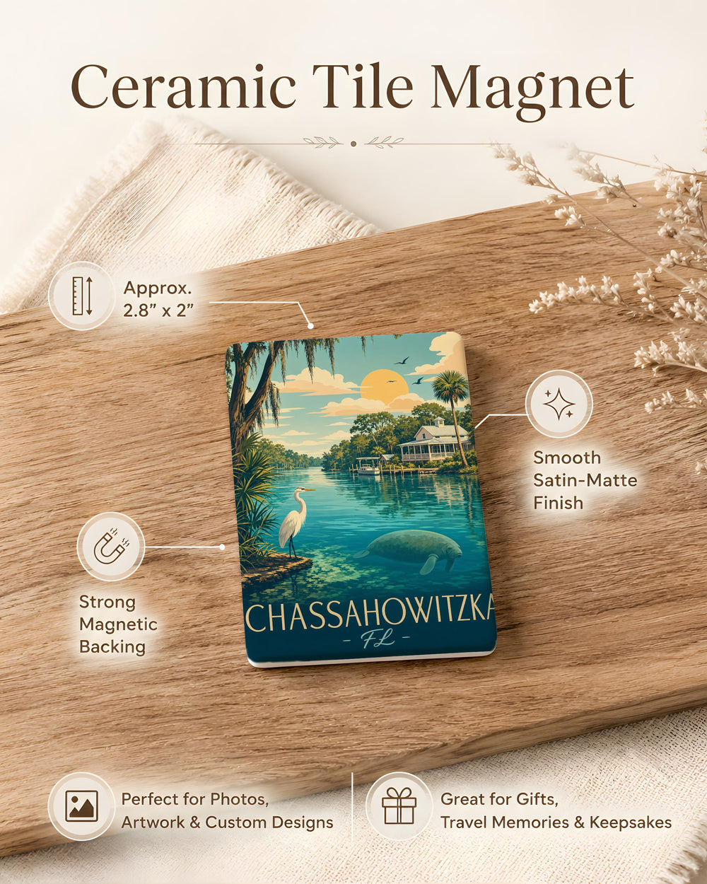Chassahowitzka Florida Fridge Magnet, Chassahowitzka FL Souvenir Magnet, Citrus County Florida Gift, Travel Keepsake Magnet
