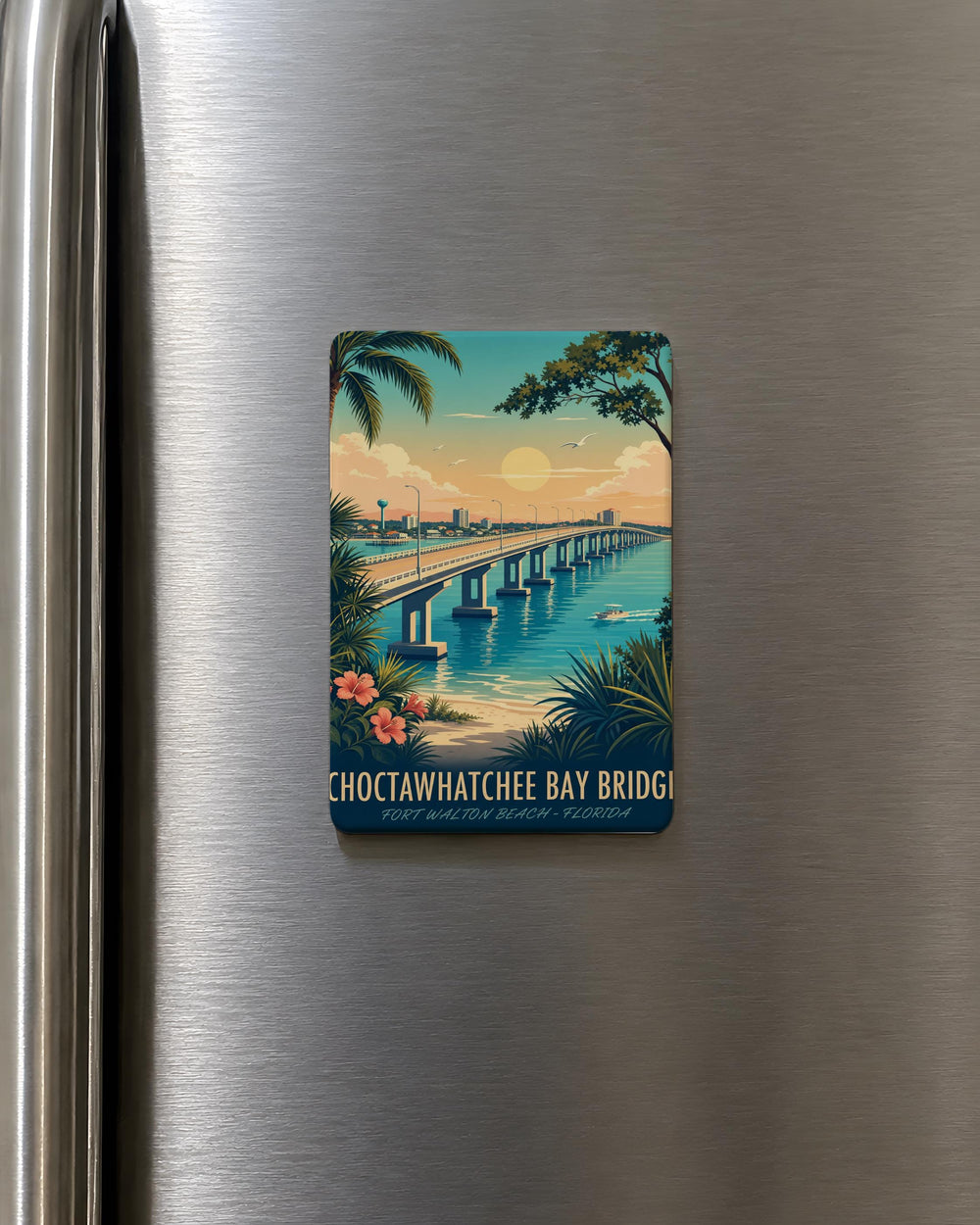 Choctawhatchee Bay Bridge Fridge Magnet, Florida Coastal Bridge Souvenir Magnet, Destin Niceville Travel Keepsake Magnet