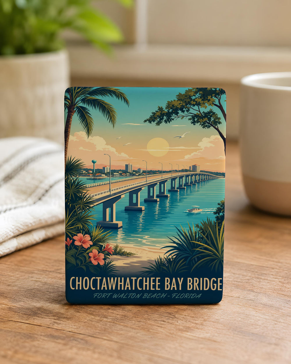 Choctawhatchee Bay Bridge Fridge Magnet, Florida Coastal Bridge Souvenir Magnet, Destin Niceville Travel Keepsake Magnet