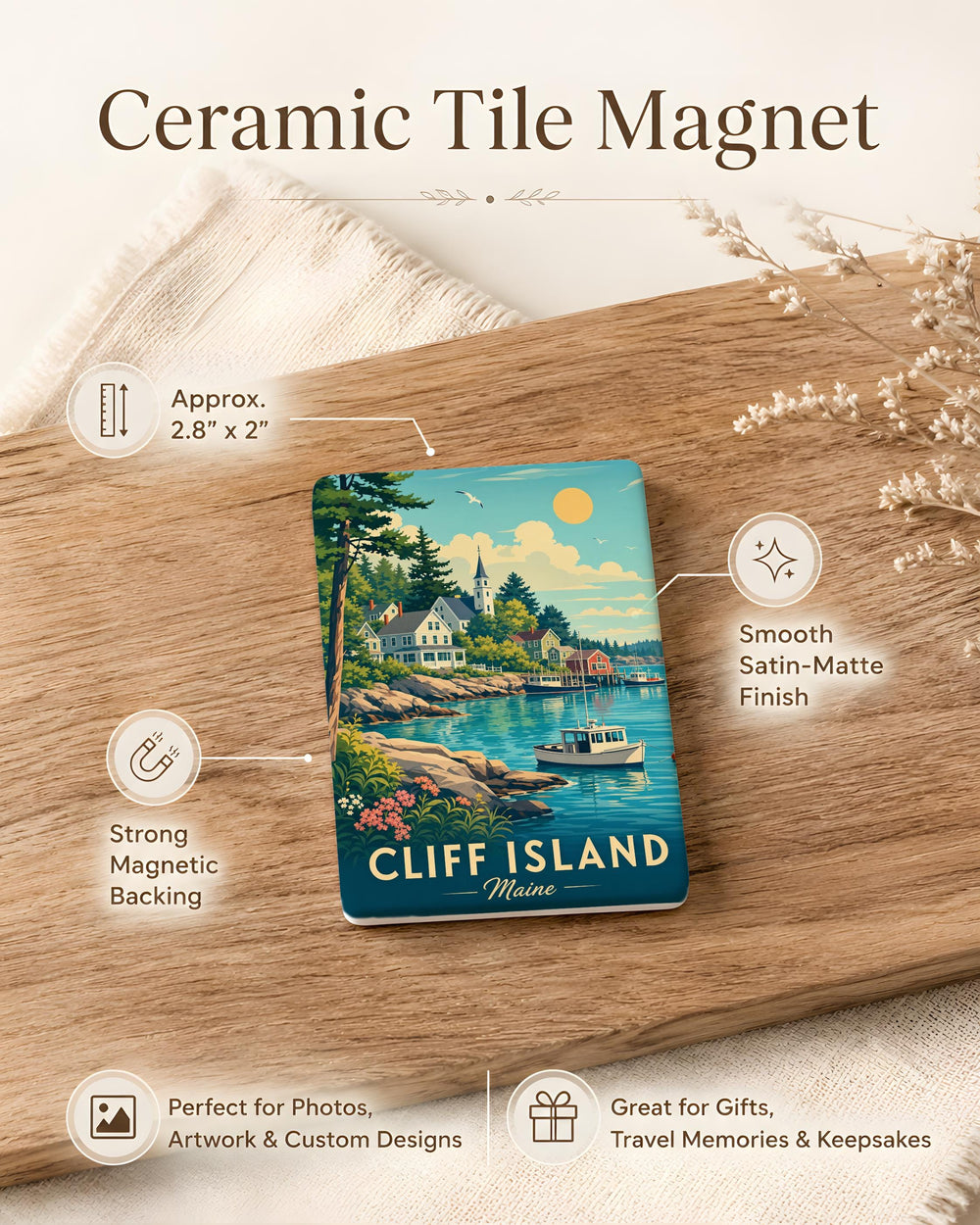 Cliff Island Maine Fridge Magnet, Coastal Maine Island Souvenir Magnet, Cliff Island ME Keepsake Refrigerator Magnet