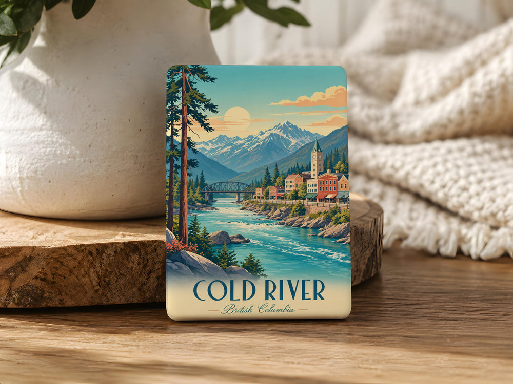 Cold River Fridge Magnet, River Landscape Souvenir Magnet, Nature Scenery Kitchen Decor Magnet, Outdoor Adventure Gift