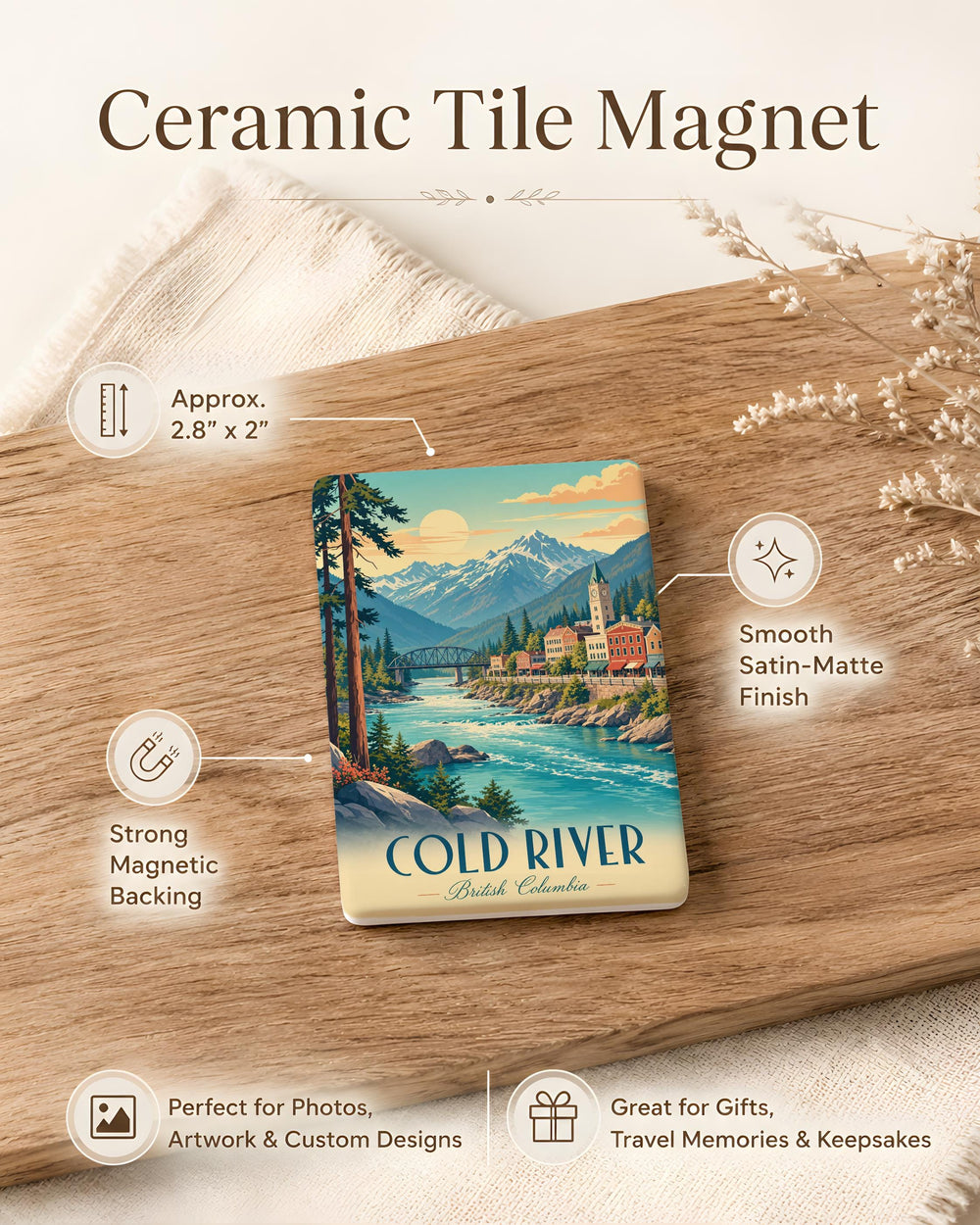 Cold River Fridge Magnet, River Landscape Souvenir Magnet, Nature Scenery Kitchen Decor Magnet, Outdoor Adventure Gift