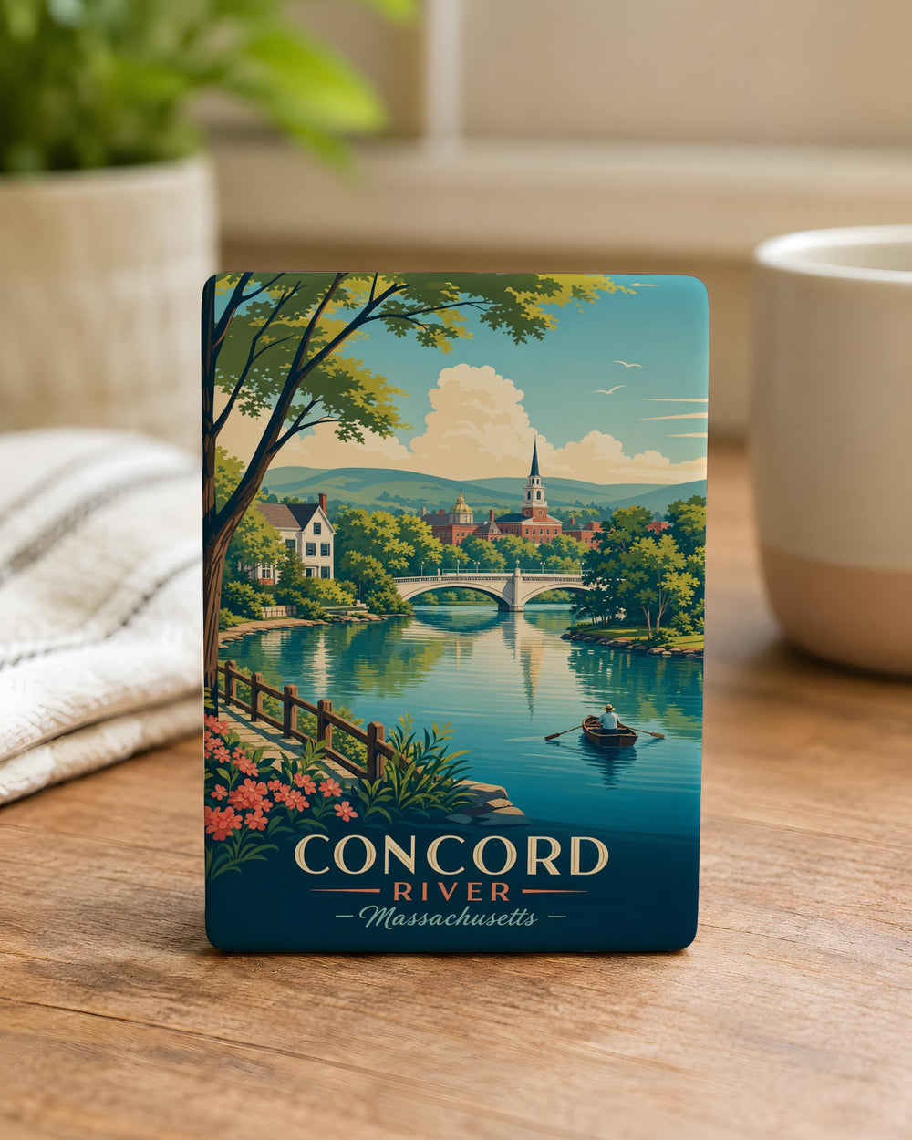 Concord River Fridge Magnet, Massachusetts River Landscape Souvenir Magnet, Nature Travel Gift, New England River Keepsake
