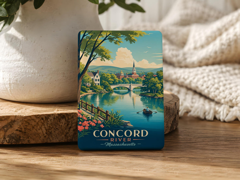 Concord River Fridge Magnet, Massachusetts River Landscape Souvenir Magnet, Nature Travel Gift, New England River Keepsake