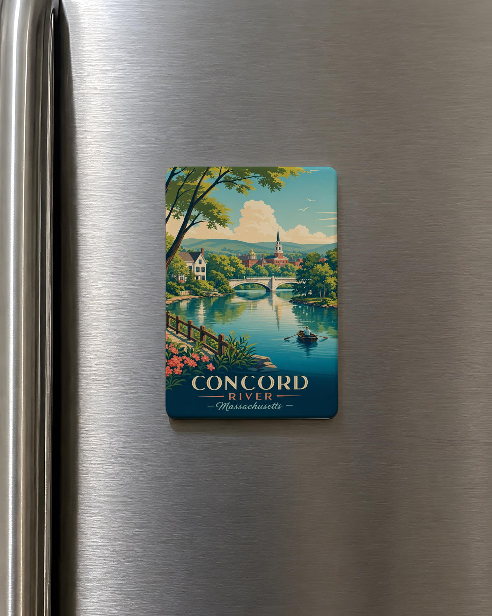 Concord River Fridge Magnet, Massachusetts River Landscape Souvenir Magnet, Nature Travel Gift, New England River Keepsake