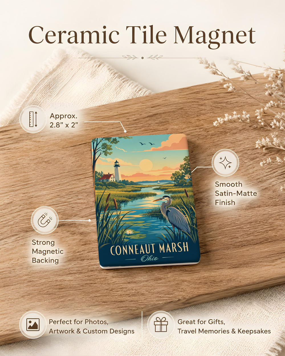 Conneaut Marsh Fridge Magnet, Conneaut Lake Pennsylvania Souvenir, Wetlands Wildlife Nature Scenic Travel Gift