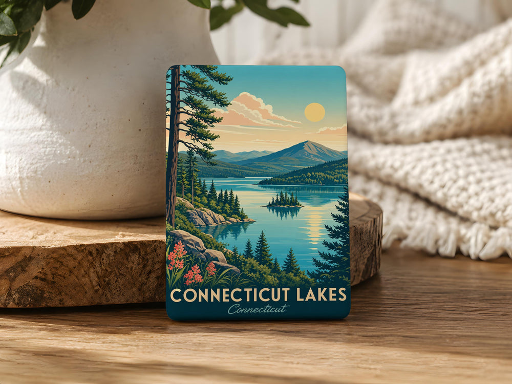 Connecticut Lakes Fridge Magnet, Connecticut Lakes Region Souvenir Magnet, New England Lakes Travel Keepsake Magnet