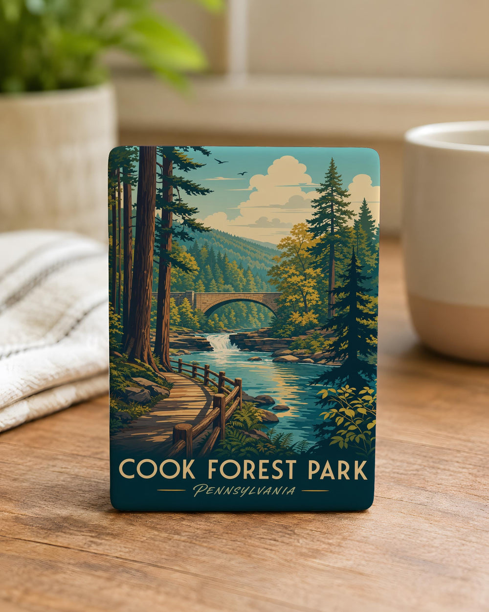 Cook Forest Park Fridge Magnet, Pennsylvania Nature Souvenir, Hiking Trails Woodland Scenery Keepsake Magnet