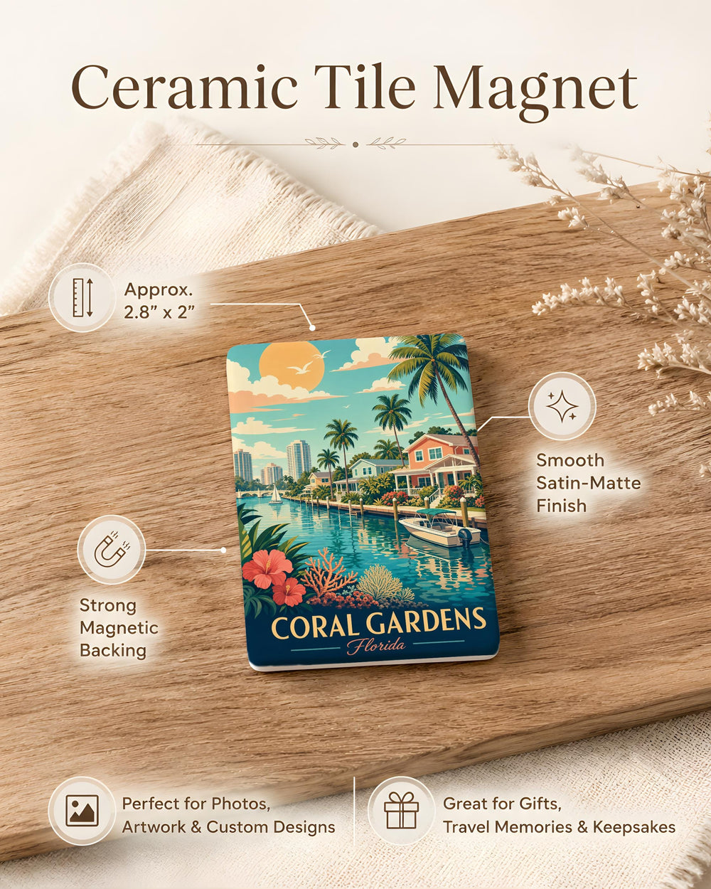 Coral Gardens Florida Fridge Magnet, Coral Reef Ocean Sea Life Souvenir, Florida Travel Keepsake Magnet