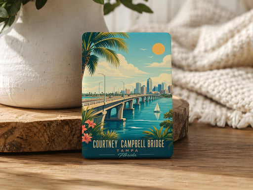 Courtney Campbell Bridge Fridge Magnet, Tampa Bay Causeway Souvenir, Florida Landmark Magnet, Scenic Bridge Travel Gift
