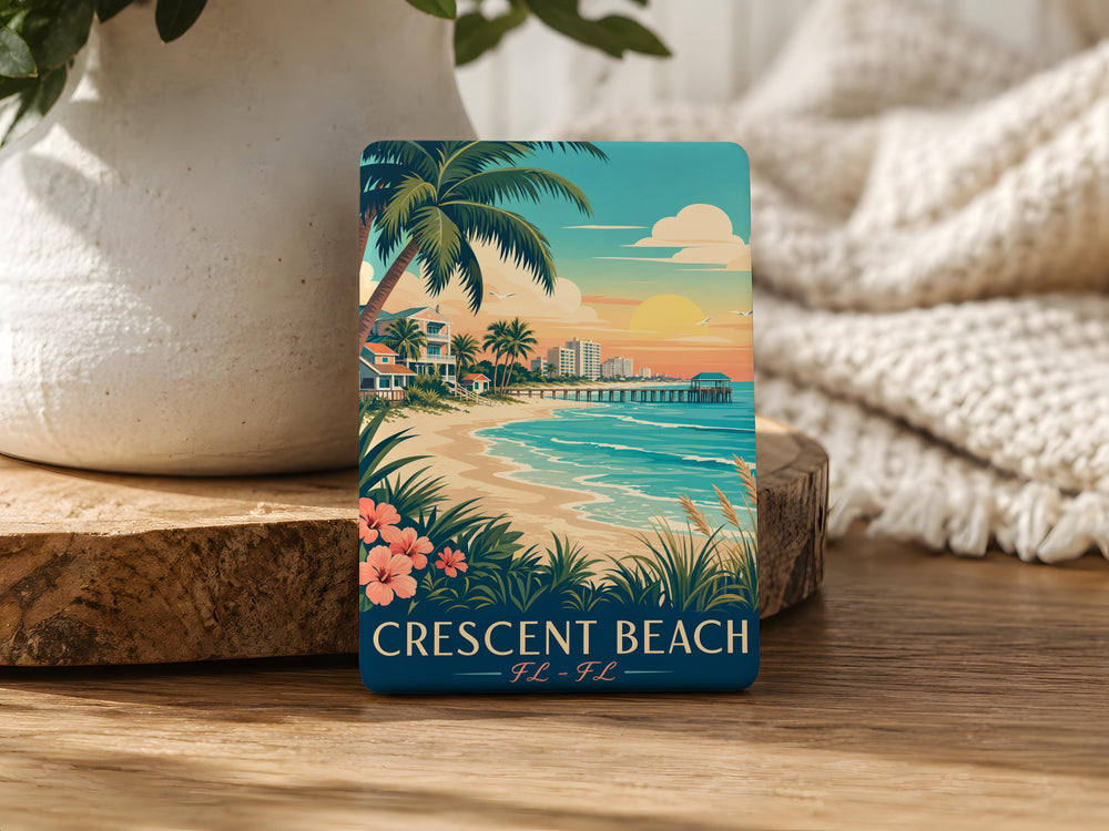 Crescent Beach Florida Fridge Magnet, Crescent Beach FL Souvenir Magnet, Beach Vacation Travel Keepsake Magnet