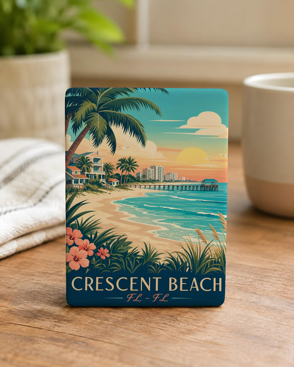 Crescent Beach Florida Fridge Magnet, Crescent Beach FL Souvenir Magnet, Beach Vacation Travel Keepsake Magnet