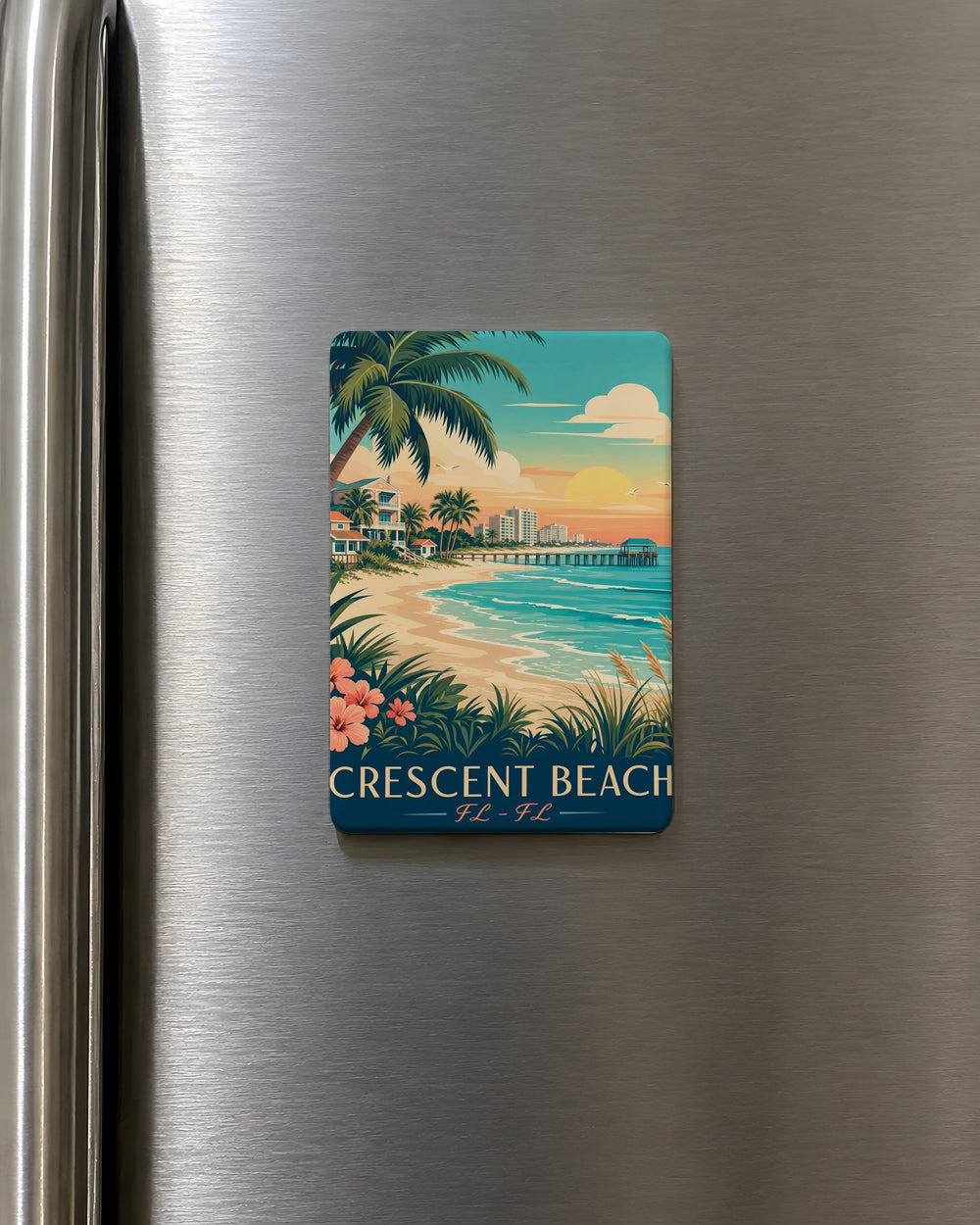Crescent Beach Florida Fridge Magnet, Crescent Beach FL Souvenir Magnet, Beach Vacation Travel Keepsake Magnet