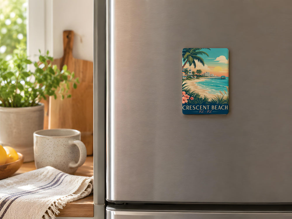 Crescent Beach Florida Fridge Magnet, Crescent Beach FL Souvenir Magnet, Beach Vacation Travel Keepsake Magnet