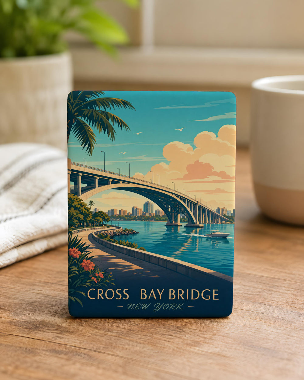 Cross Bay Bridge Fridge Magnet, New York City Bridge Souvenir Magnet, Queens to Rockaway Beach Landmark Magnet