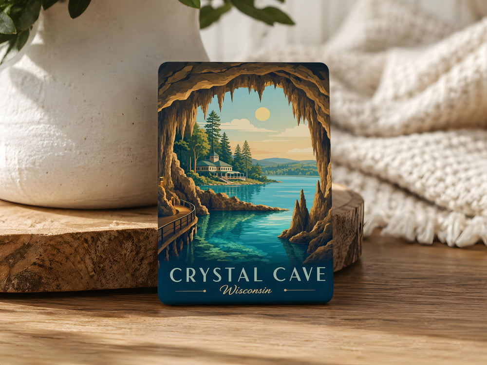 Crystal Cave Wisconsin Fridge Magnet, Cave Adventure Souvenir, Wisconsin Travel Gift, Underground Cavern Keepsake Magnet
