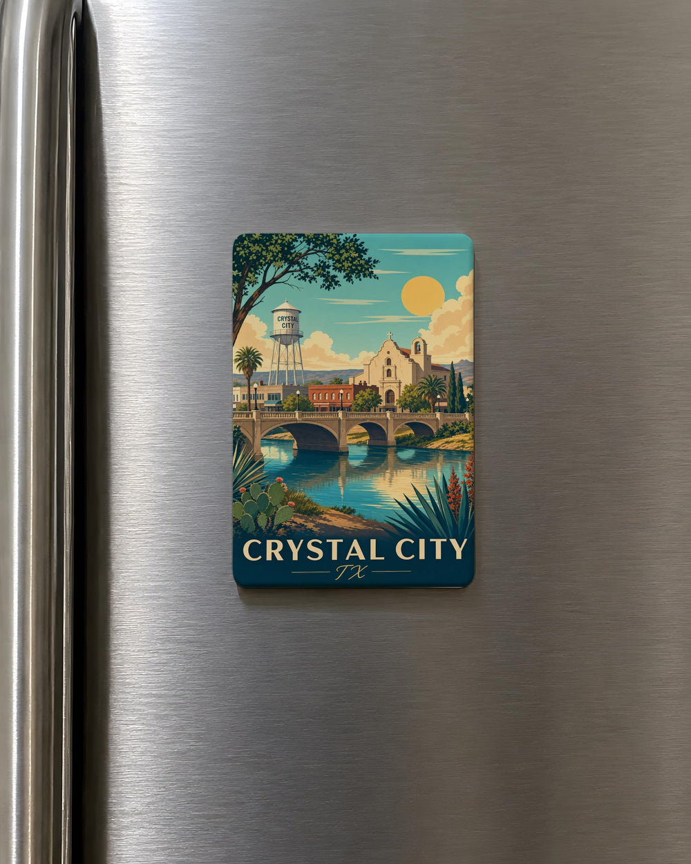 Crystal City TX Fridge Magnet, Crystal City Texas Souvenir Magnet, City Landmark Travel Keepsake Magnet Gift