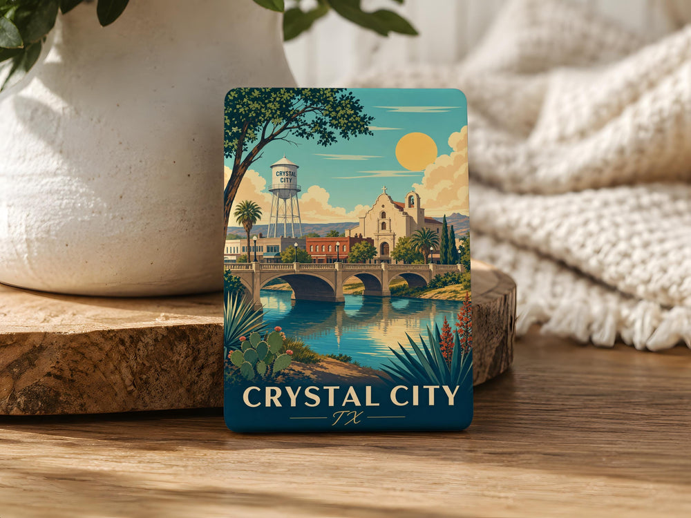 Crystal City TX Fridge Magnet, Crystal City Texas Souvenir Magnet, City Landmark Travel Keepsake Magnet Gift