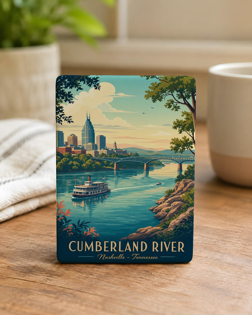 Cumberland River Fridge Magnet, Tennessee River Landmark Souvenir, Cumberland River Gift for Travelers and Nature Lovers