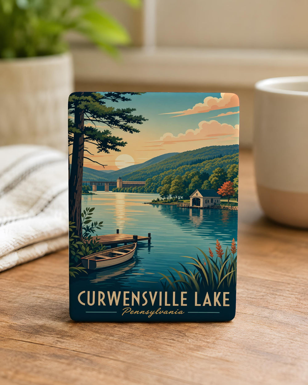 Curwensville Lake Fridge Magnet, Pennsylvania Lake Souvenir Magnet, Curwensville Dam & Reservoir Travel Keepsake Magnet