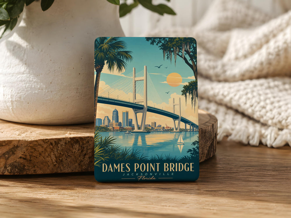 Dames Point Bridge Fridge Magnet, Jacksonville Florida Landmark Souvenir Magnet, St Johns River Bridge Travel Gift