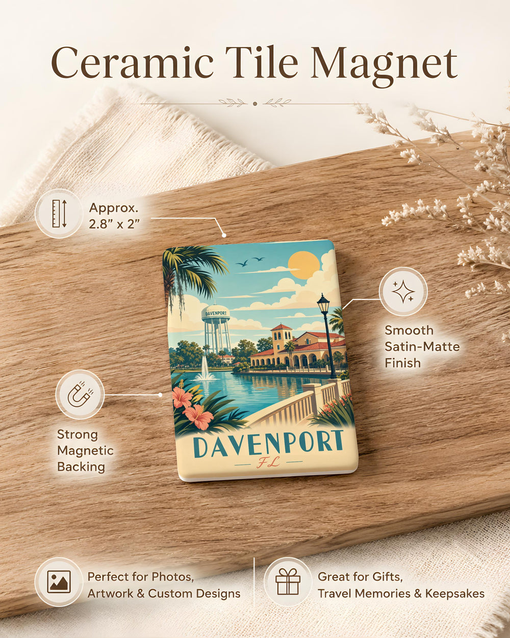 Davenport Florida Fridge Magnet, Davenport FL Souvenir Magnet, Polk County Travel Keepsake Magnet