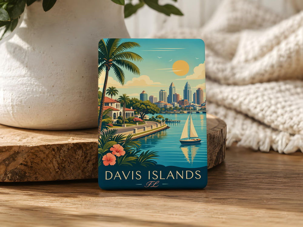 Davis Islands FL Fridge Magnet, Davis Islands Florida Souvenir Magnet, Tampa Bay Neighborhood Travel Keepsake Magnet