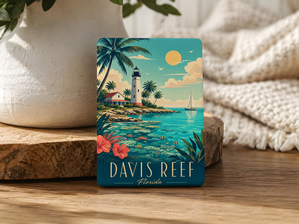 Davis Reef Fridge Magnet, Coral Reef Ocean Sea Life Souvenir, Coastal Beach Decor Magnet, Reef Lover Gift