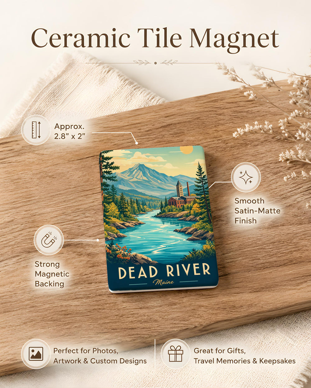 Dead River Fridge Magnet, Dead River Nature Scene Souvenir Magnet, River Landscape Refrigerator Magnet Gift