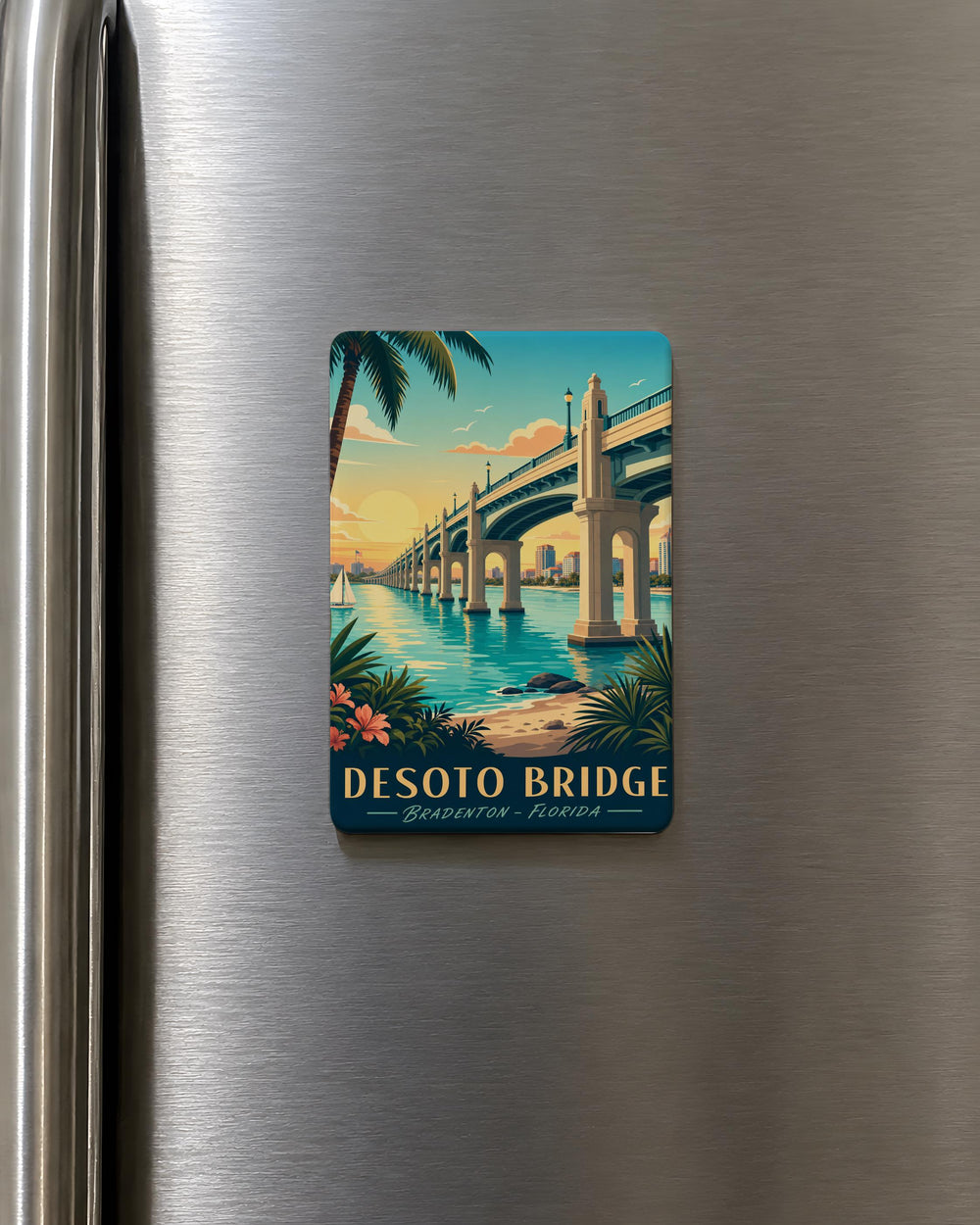 Desoto Bridge Fridge Magnet, DeSoto Bridge Souvenir, Bridge Landmark Magnet, Travel Keepsake Refrigerator Magnet
