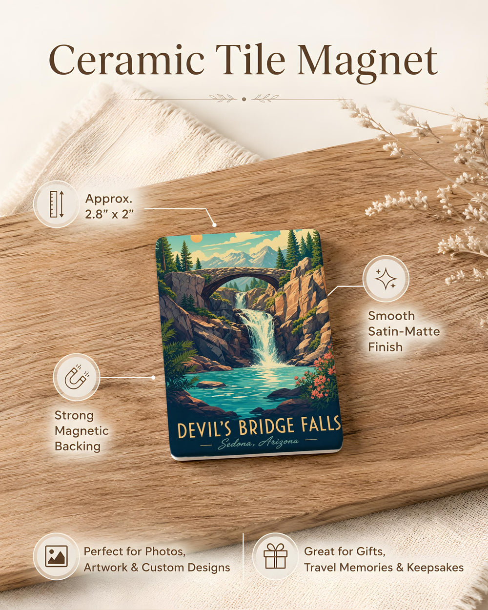 Devils Bridge Falls Fridge Magnet, Waterfall Landmark Souvenir, Nature Travel Keepsake Magnet